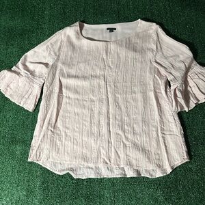 Ann Taylor Blush Textured Blouse with Ruffle Sleeves